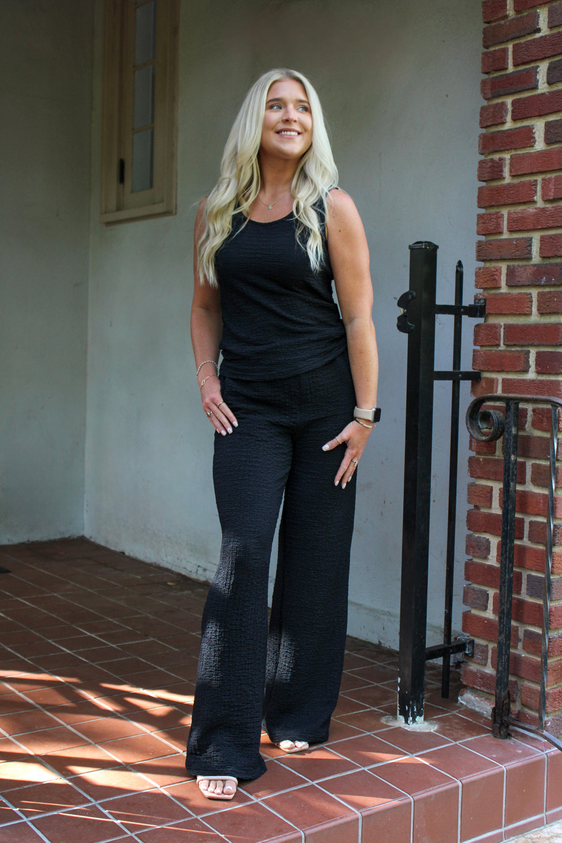 Black Crinkle Pants