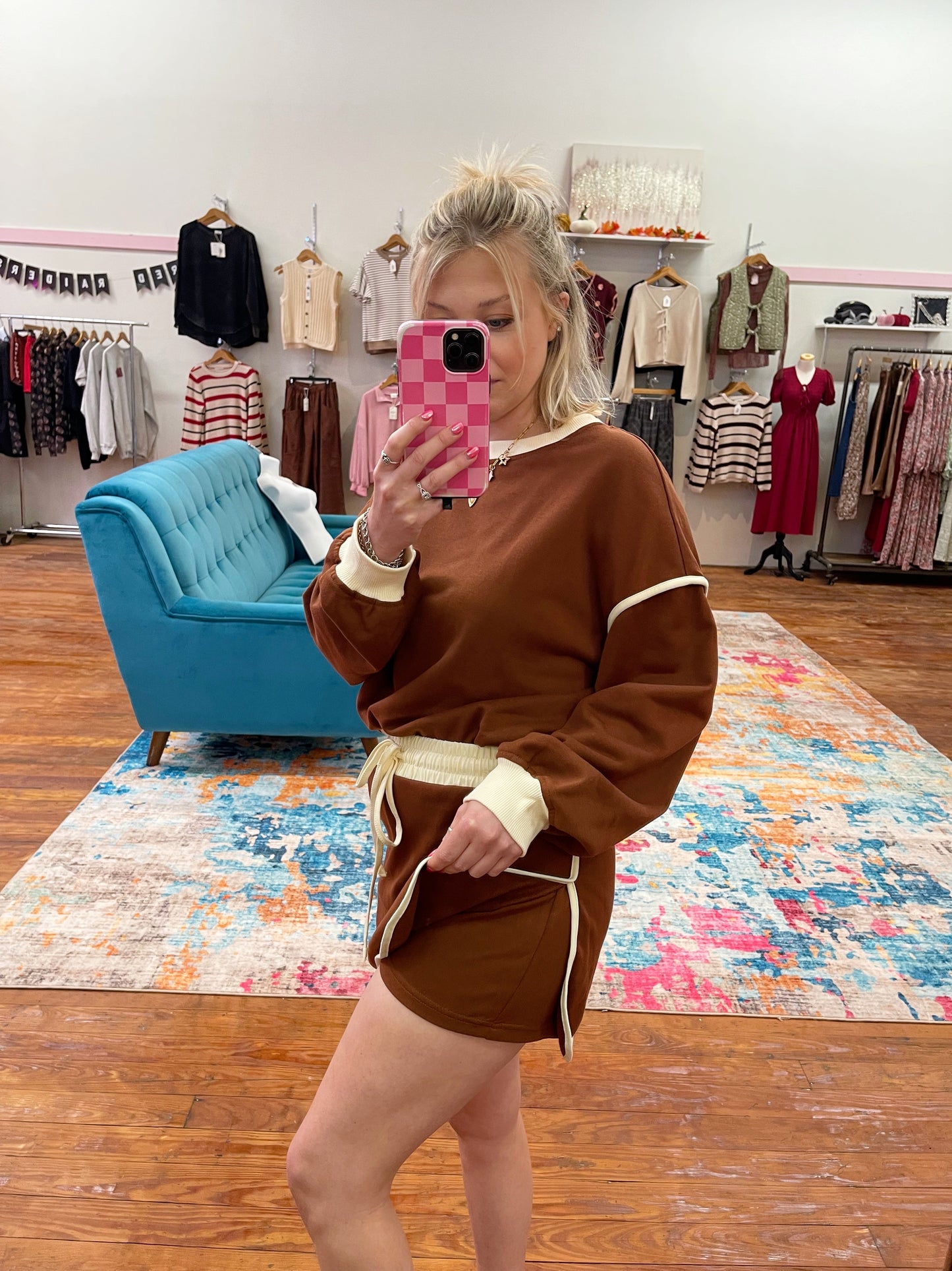 Coffee Pullover Skort Set