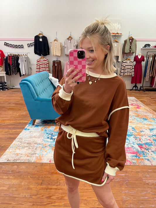 Coffee Pullover Skort Set