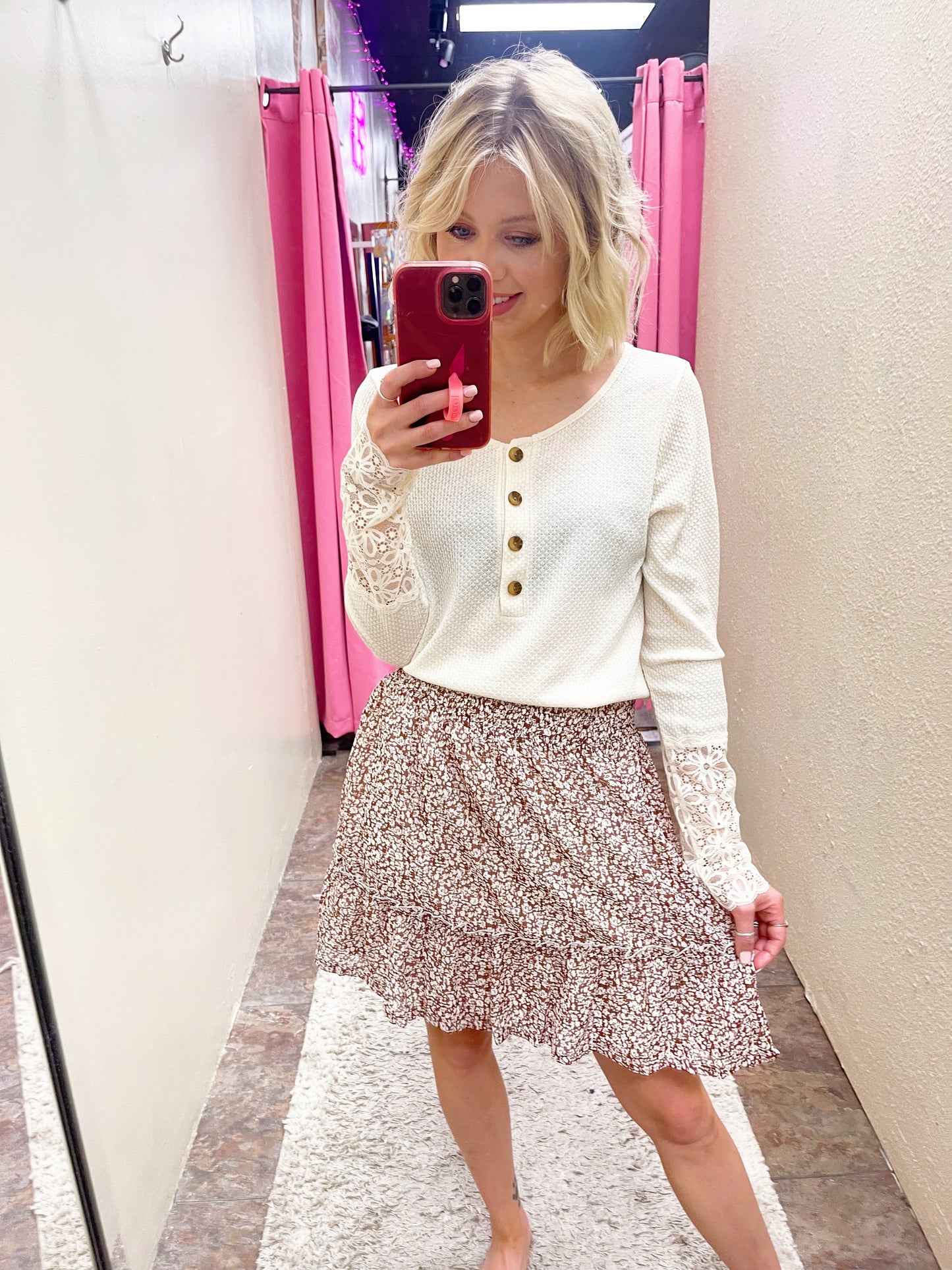 Lace Cuff Ivory Top