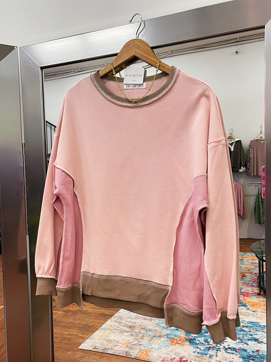 Light Pink Colorblock Sweatshirt