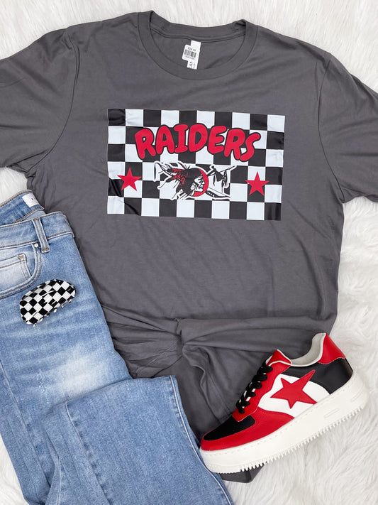 Charcoal Checkered Raider Tee