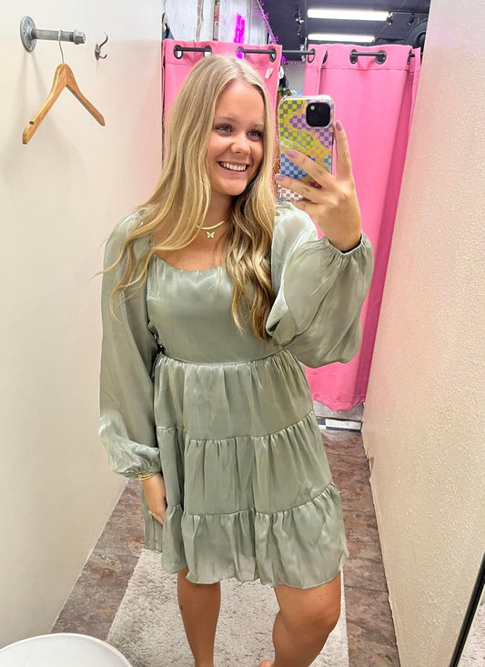 Olive Shimmer Dress