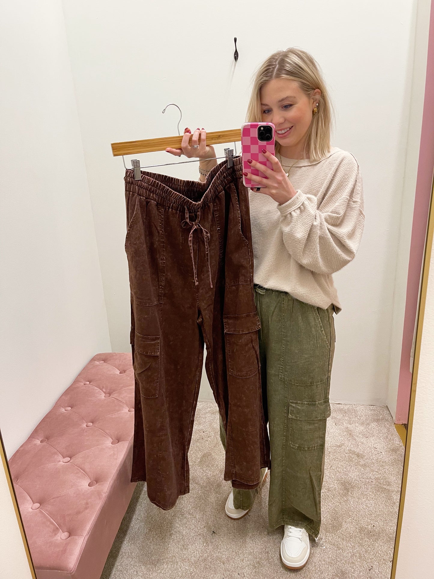 Washed Linen Cargo Pants