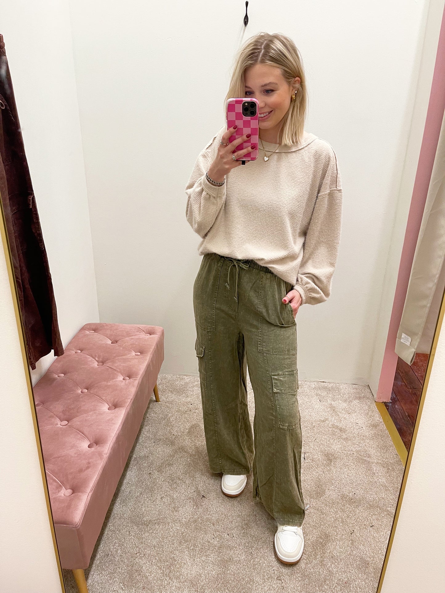 Washed Linen Cargo Pants