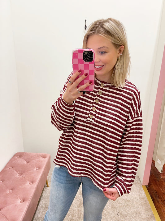 The Holly Striped Henley Top