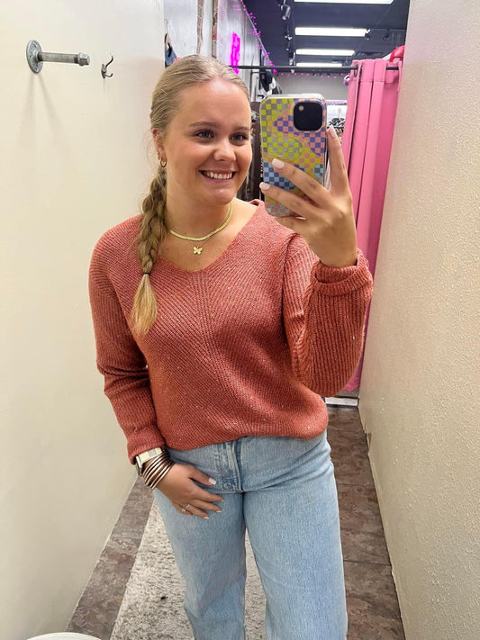 Rose Metallic Sweater
