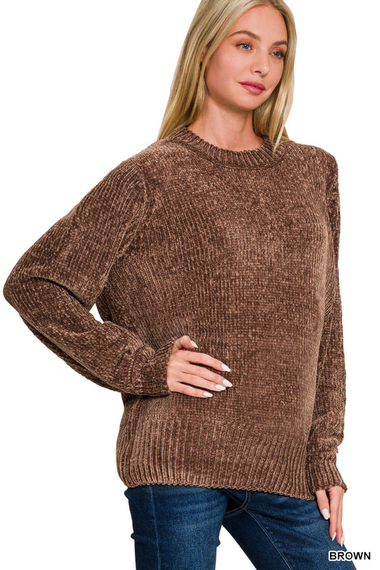 Cozy Girl Brown Chenille Sweater