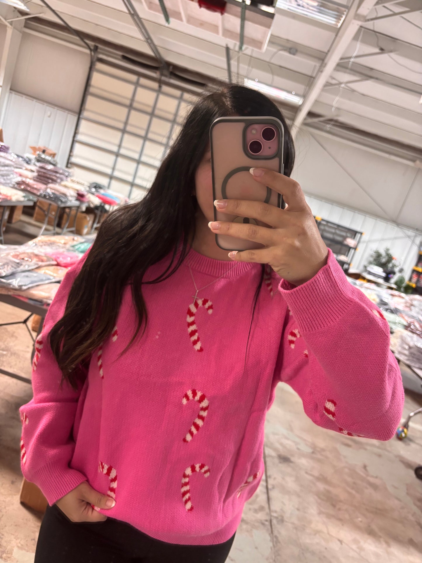Pink Candy Cane Sweater