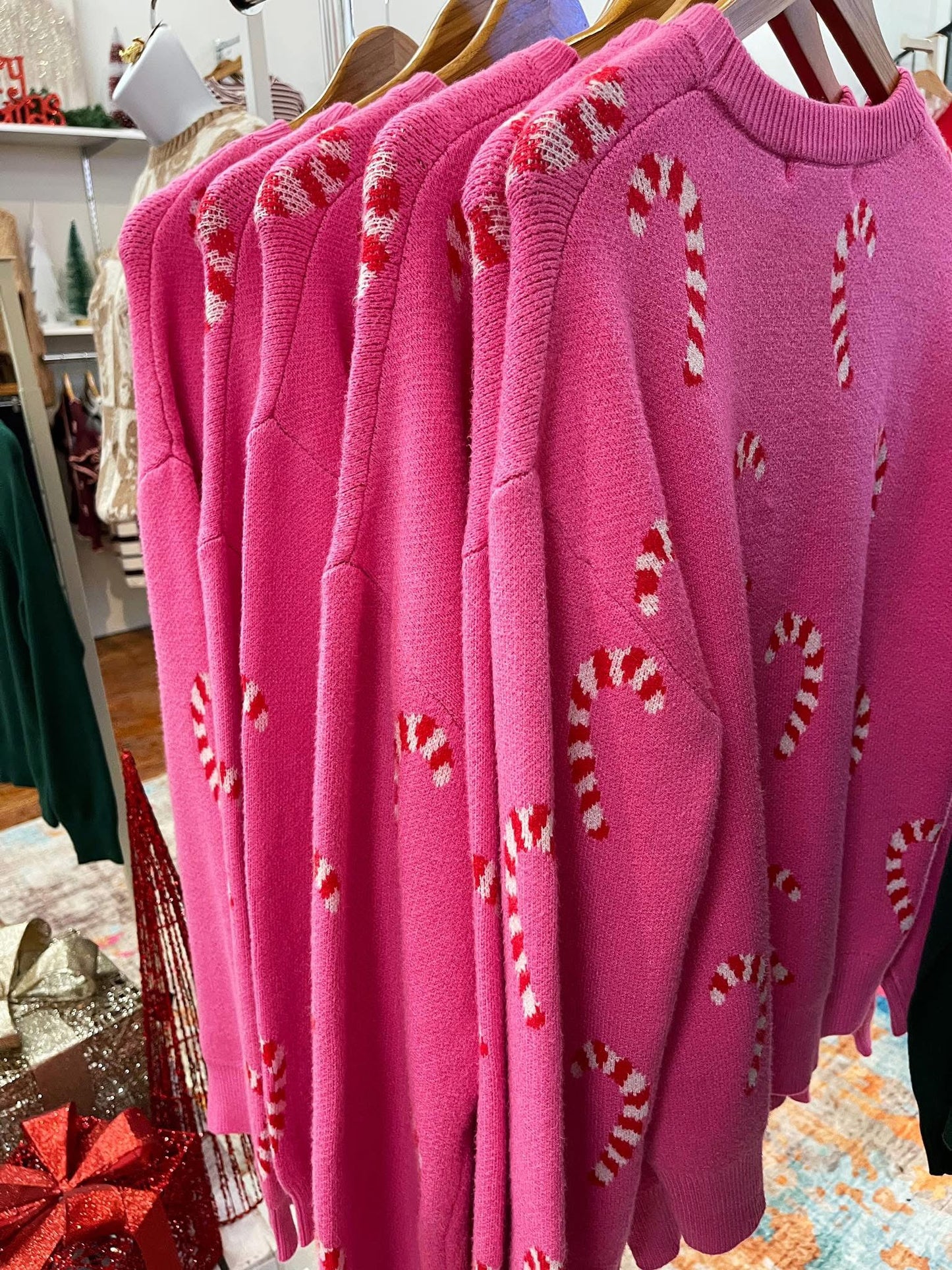 Pink Candy Cane Sweater