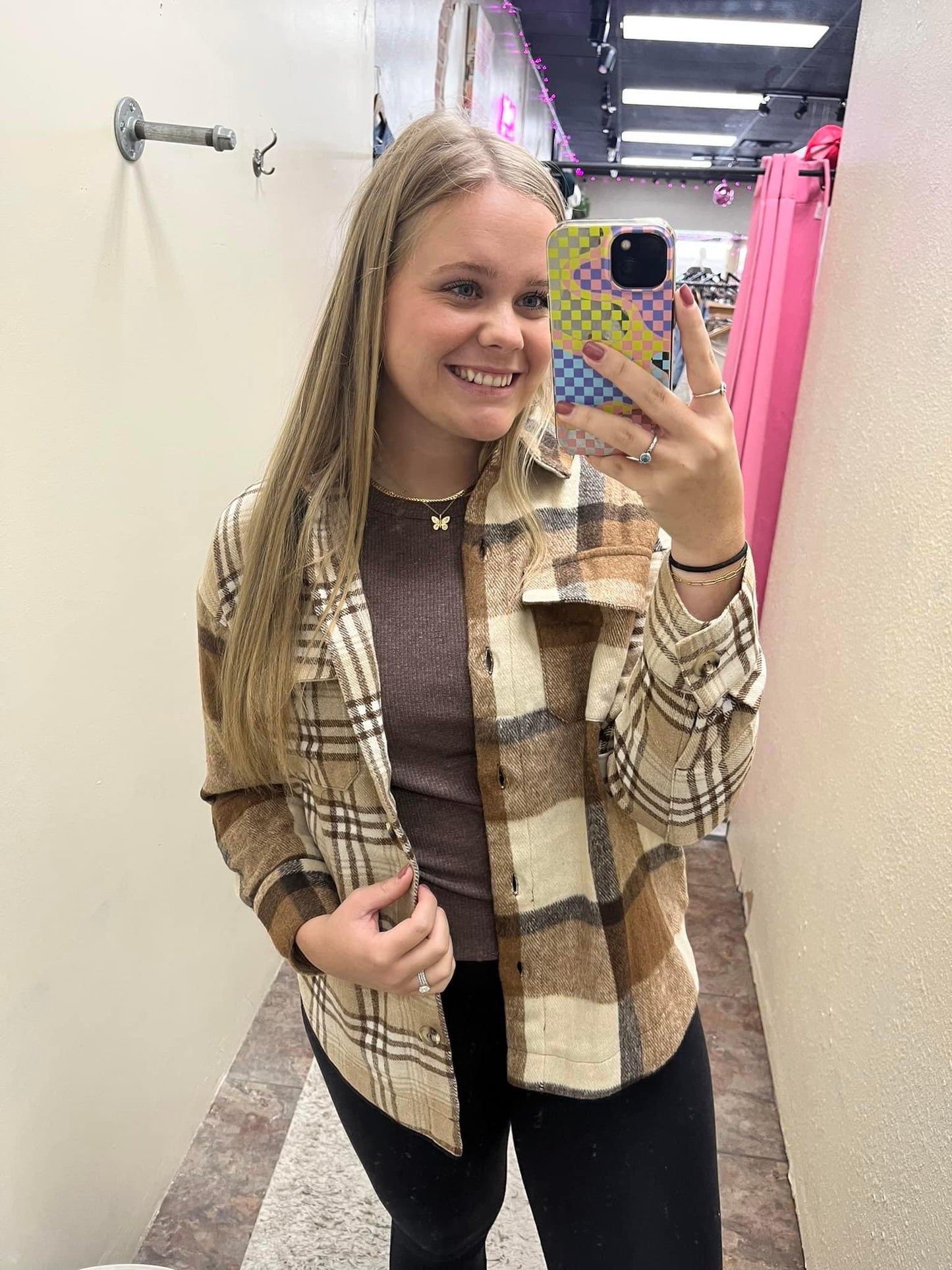 Mocha Mix Plaid Shacket