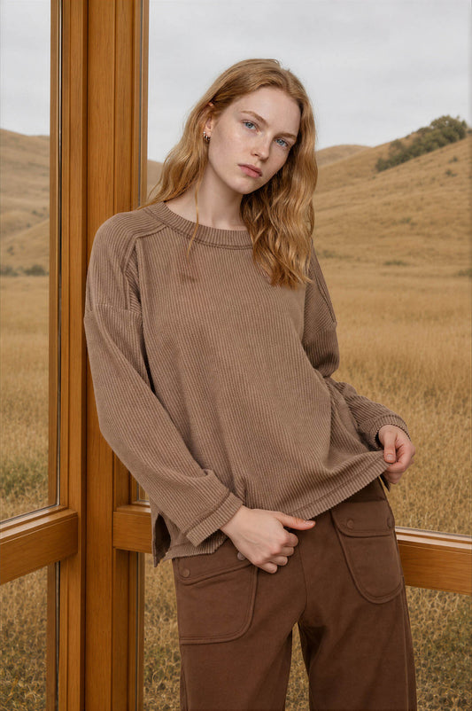 Cozy Chocolate Ribbed Top