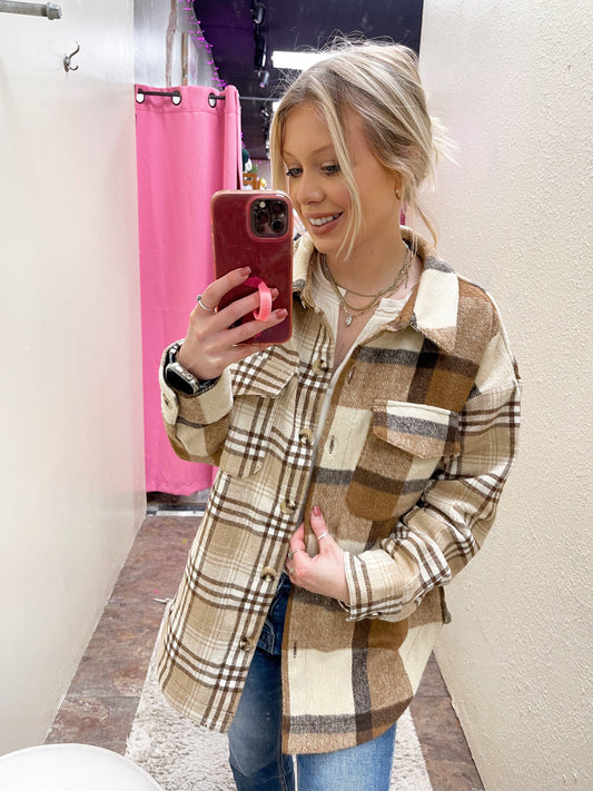 Mocha Mix Plaid Shacket