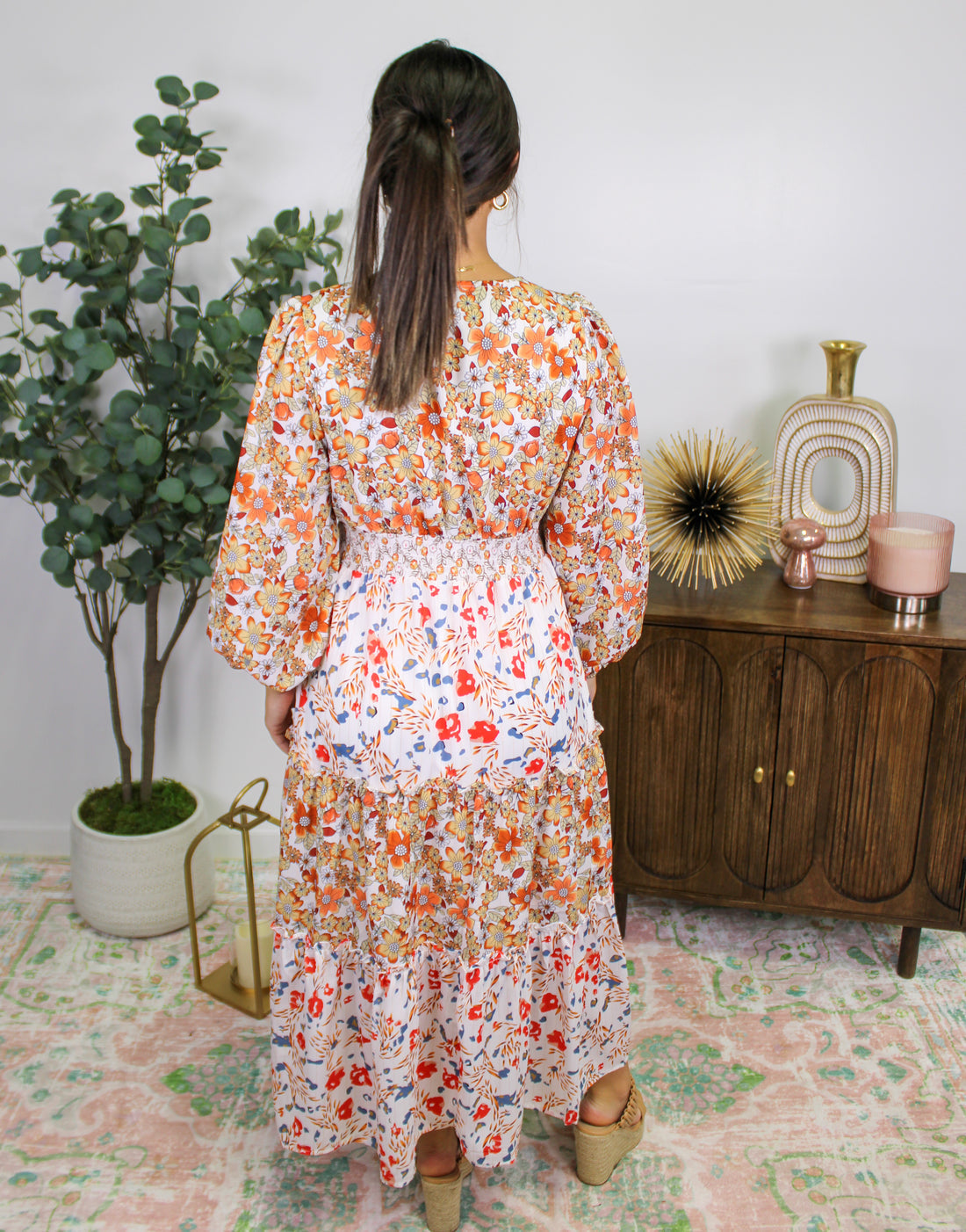 Multi Floral Midi Dress