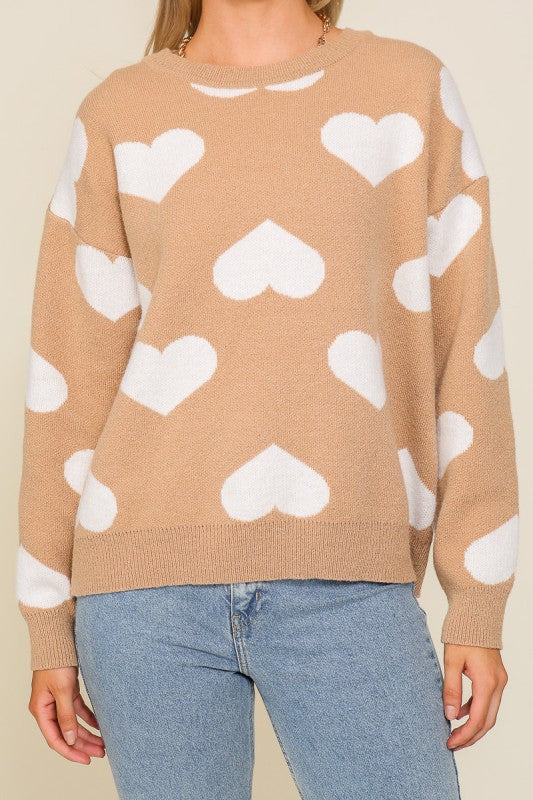 Taupe Heart Sweater