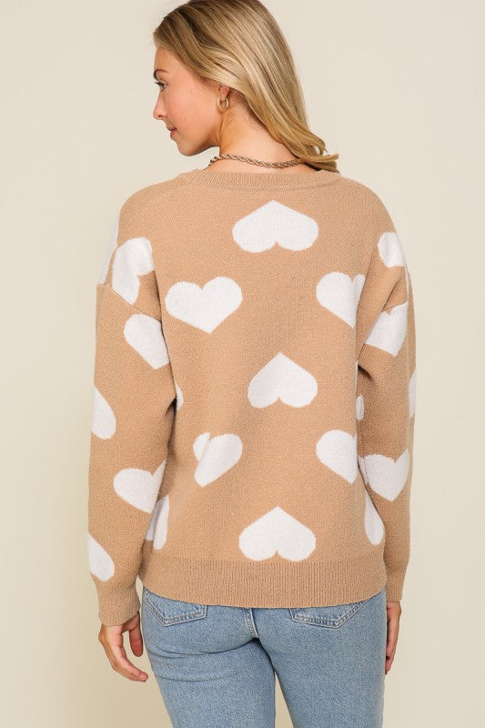 Taupe Heart Sweater