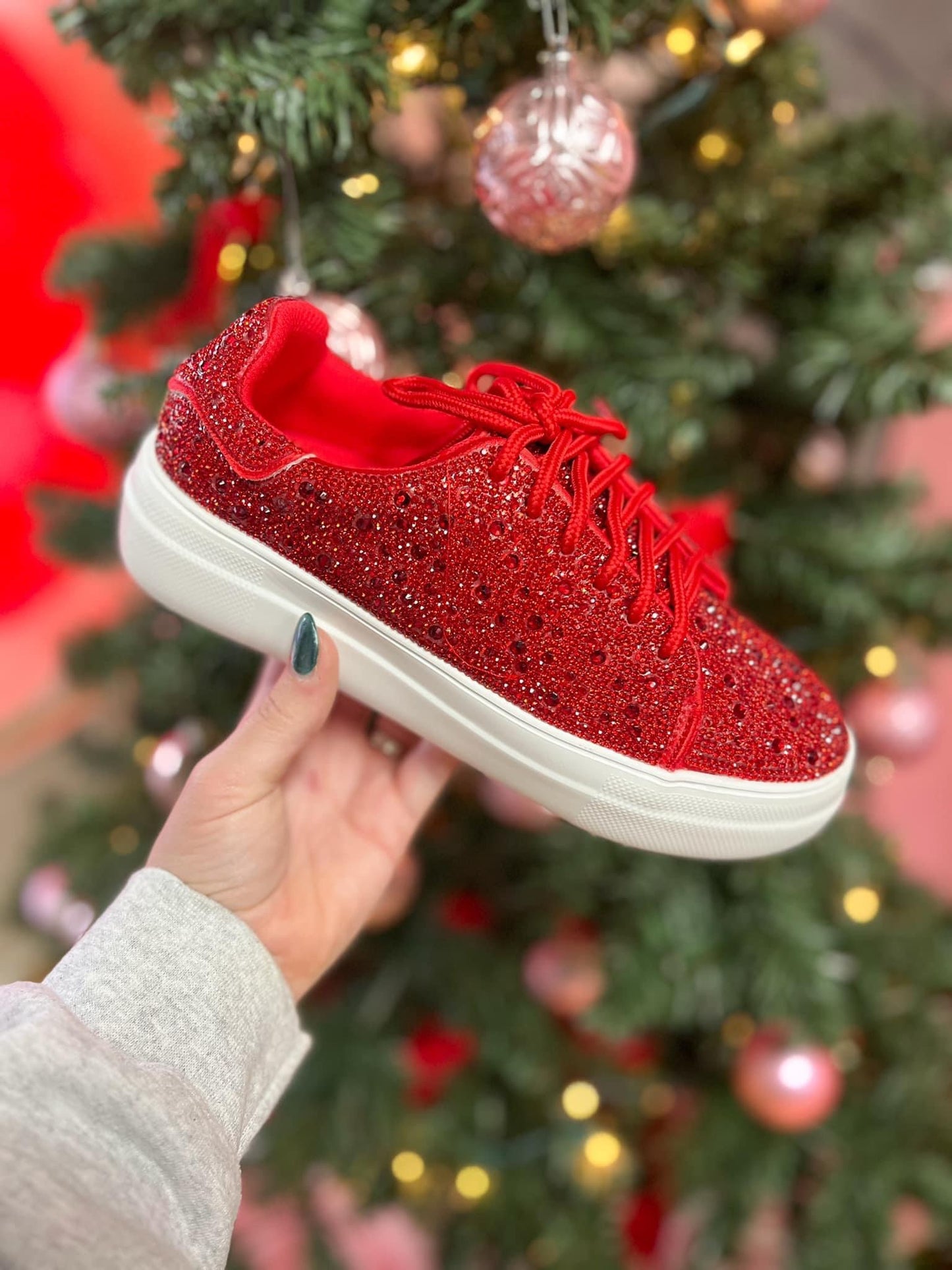 Red Bedazzle Sneakers-Corkys