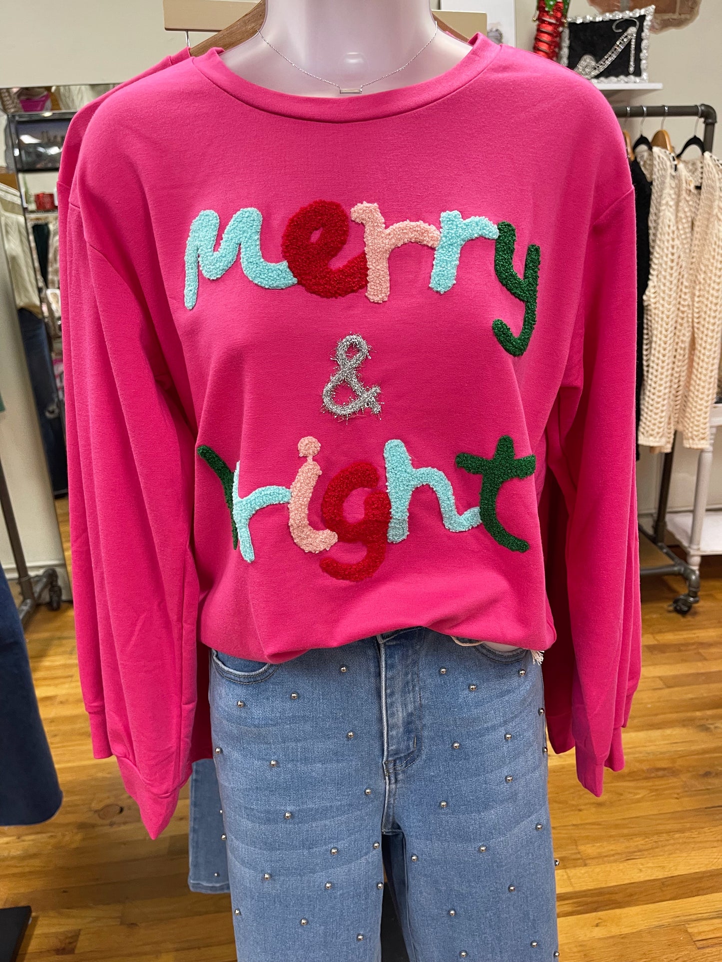 Merry & Bright Hot Pink Sweater