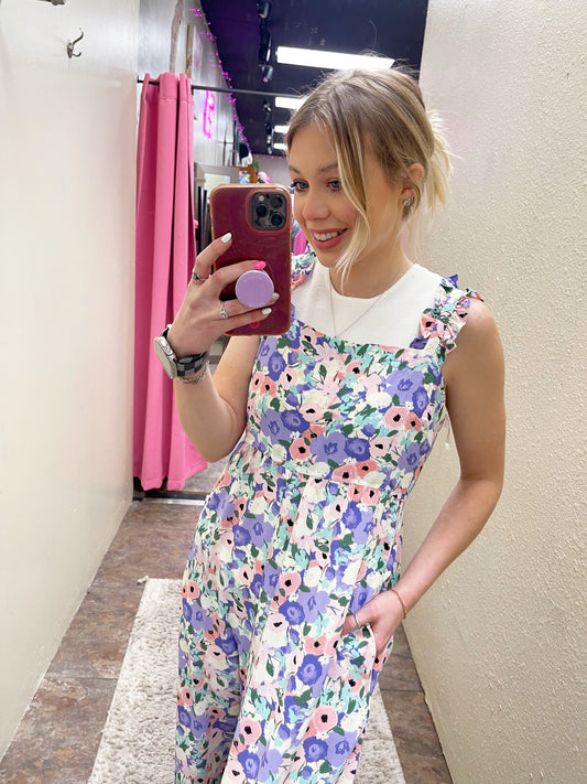 Lavender Blue Floral Jumpsuit