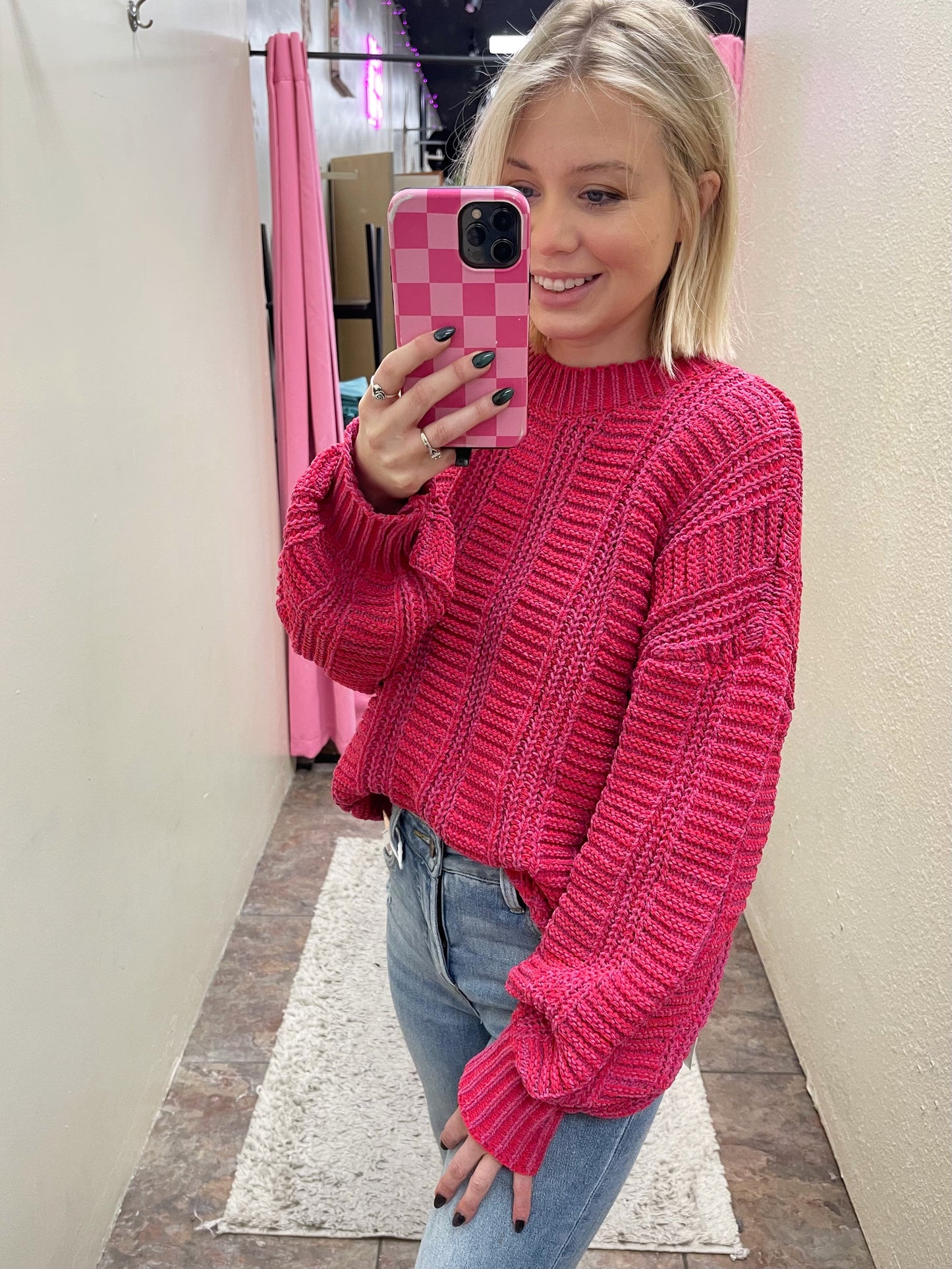 Red Two Tone Sweater