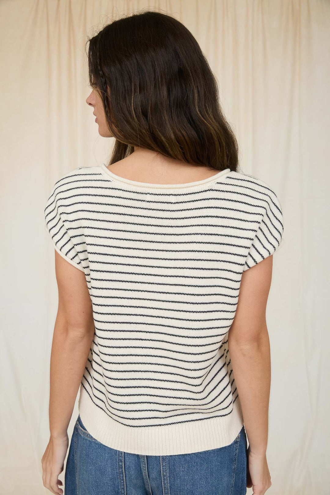 Harbor Stripe Button Knit Top