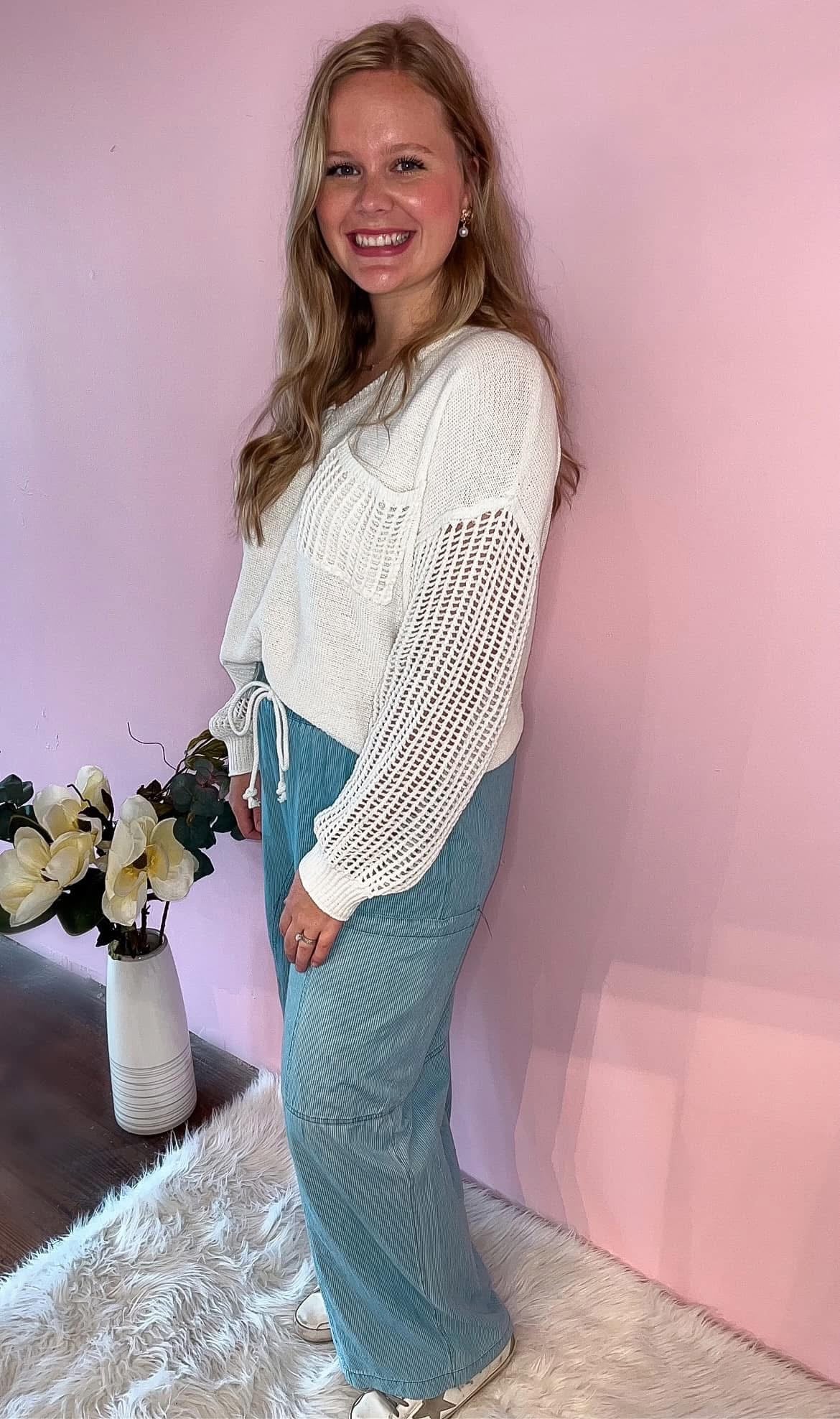 Light Denim Pinstripe Pants