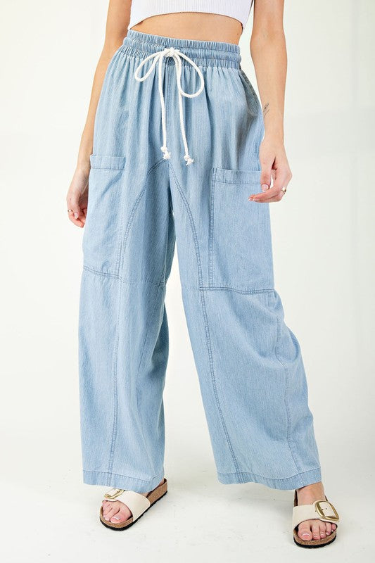 Light Denim Pinstripe Pants