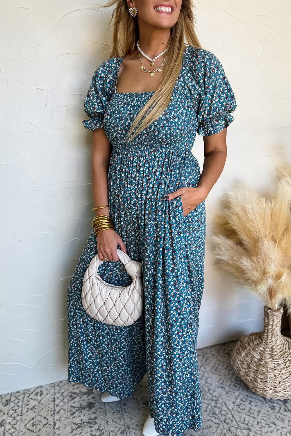 Blue Floral Jumpsuit