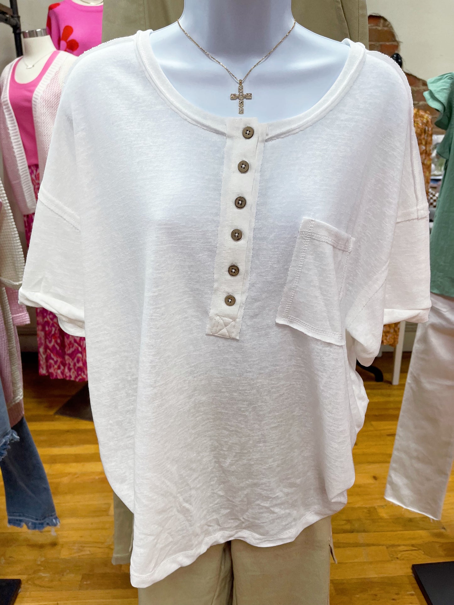 Twisted Sleeve Henley Top