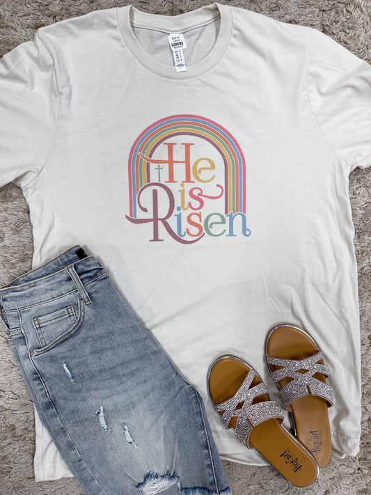 He Is Risen Rainbow Tee