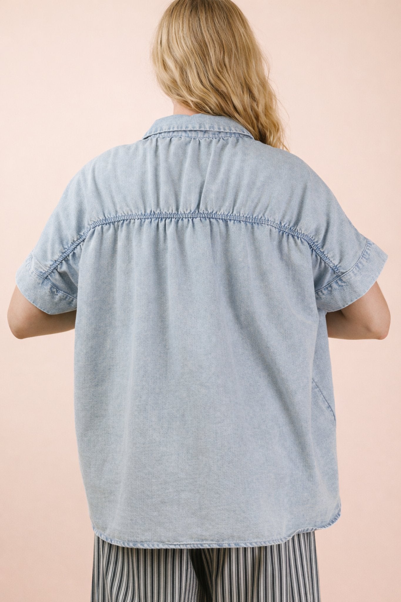 Easygoing Denim Button Top