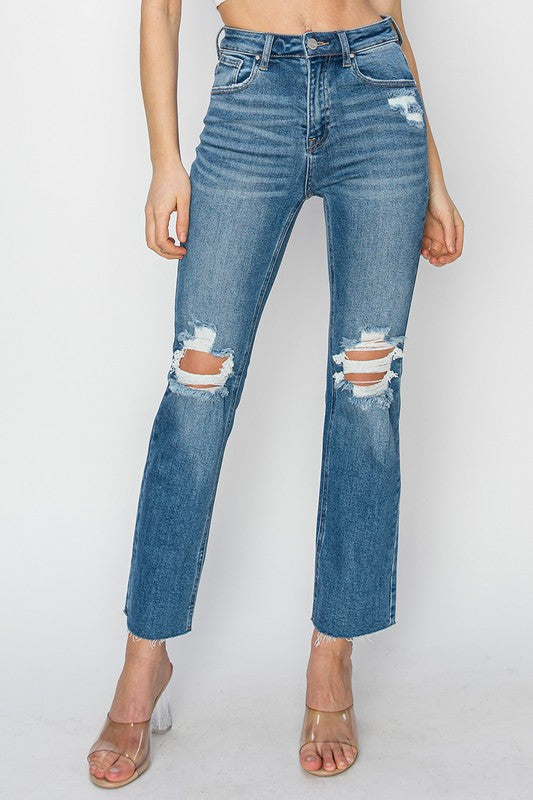 Abby Crop Straight Jeans- Risen