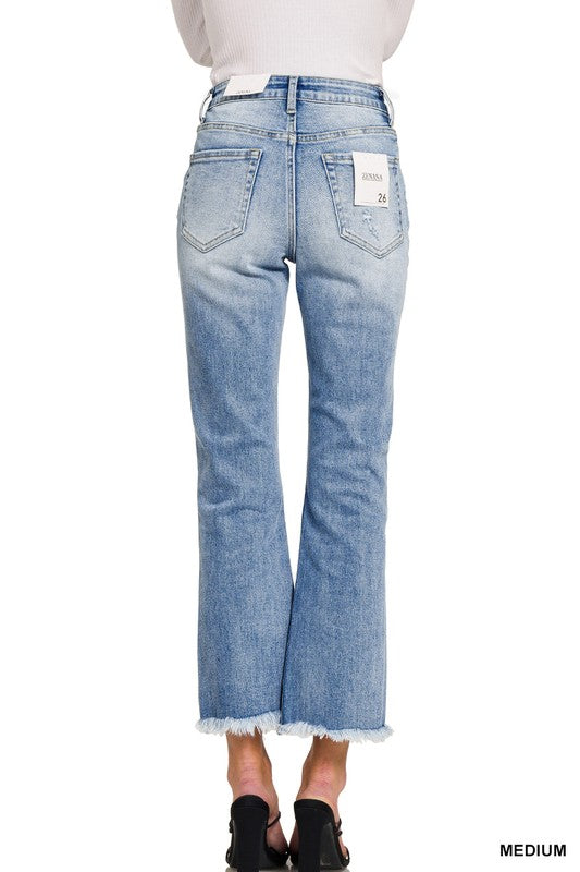 Alissa Straight Cropped Jeans-Zenana