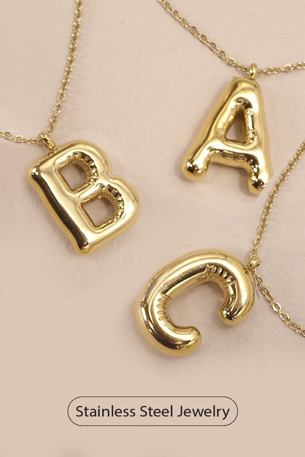 Bubble Initial Necklace- Stainless Steel