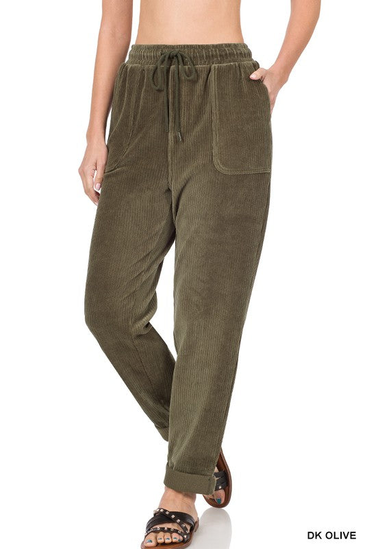 Comfy Corduroy Cuffed Pants