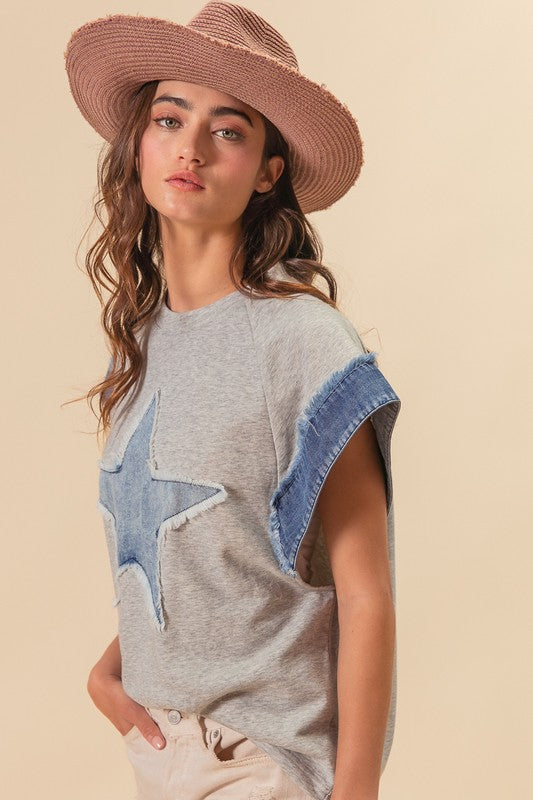 Denim Combo Star Top