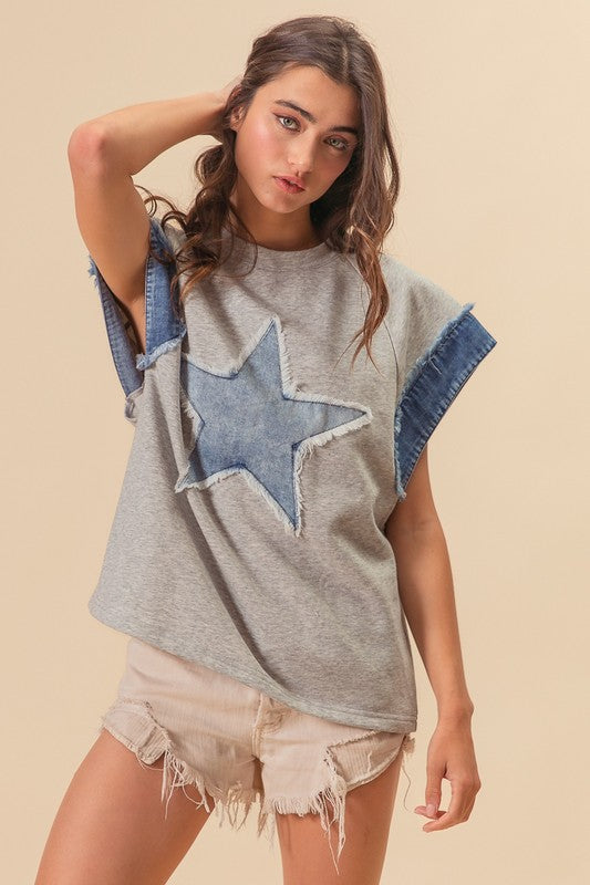 Denim Combo Star Top