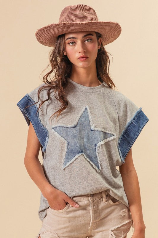 Denim Combo Star Top