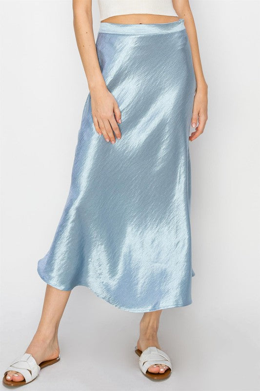 Dusty Blue Satin Skirt