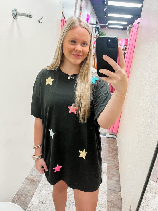 Sequin Star T shirt Dress