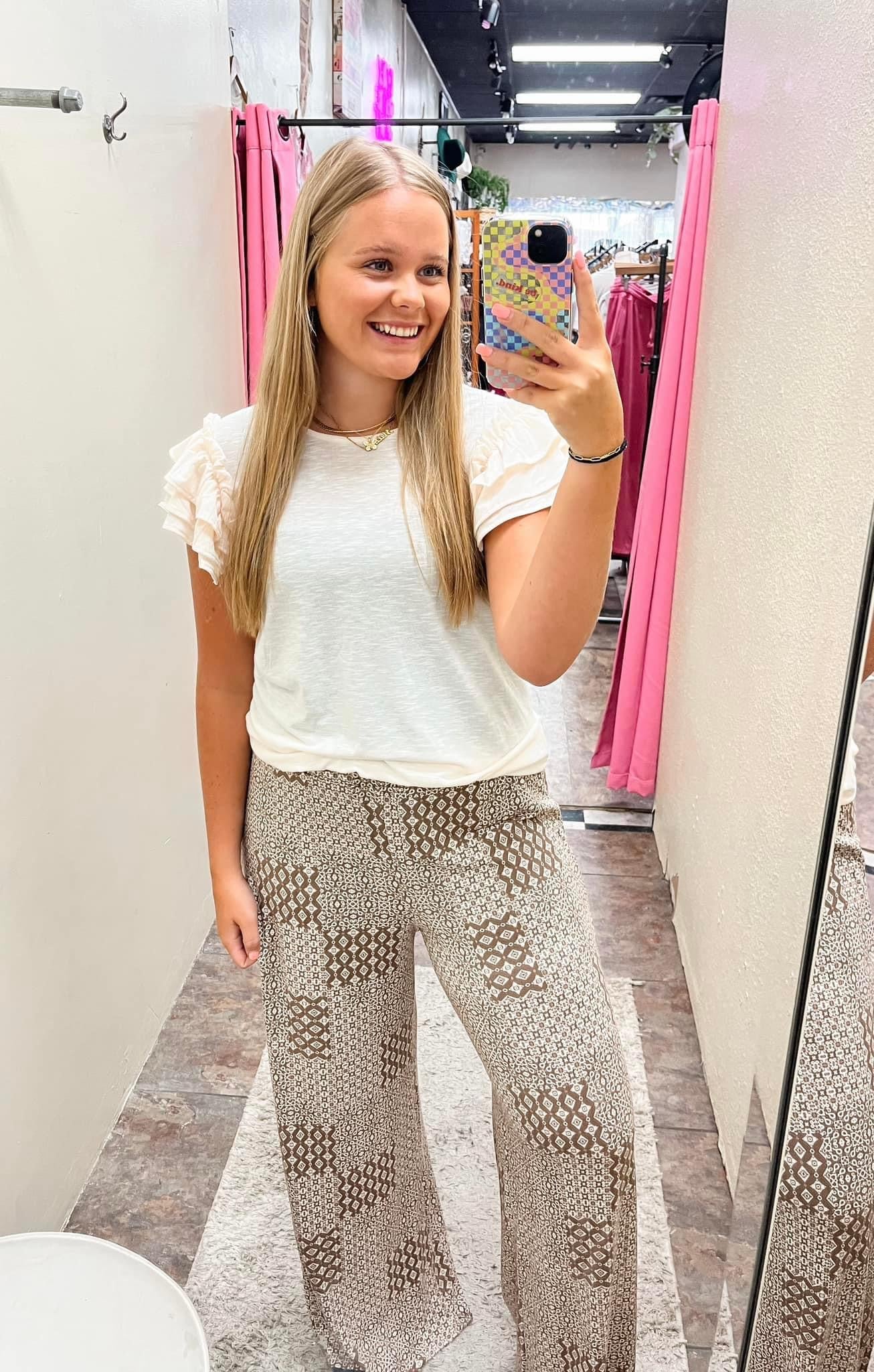 Damask Print Pants