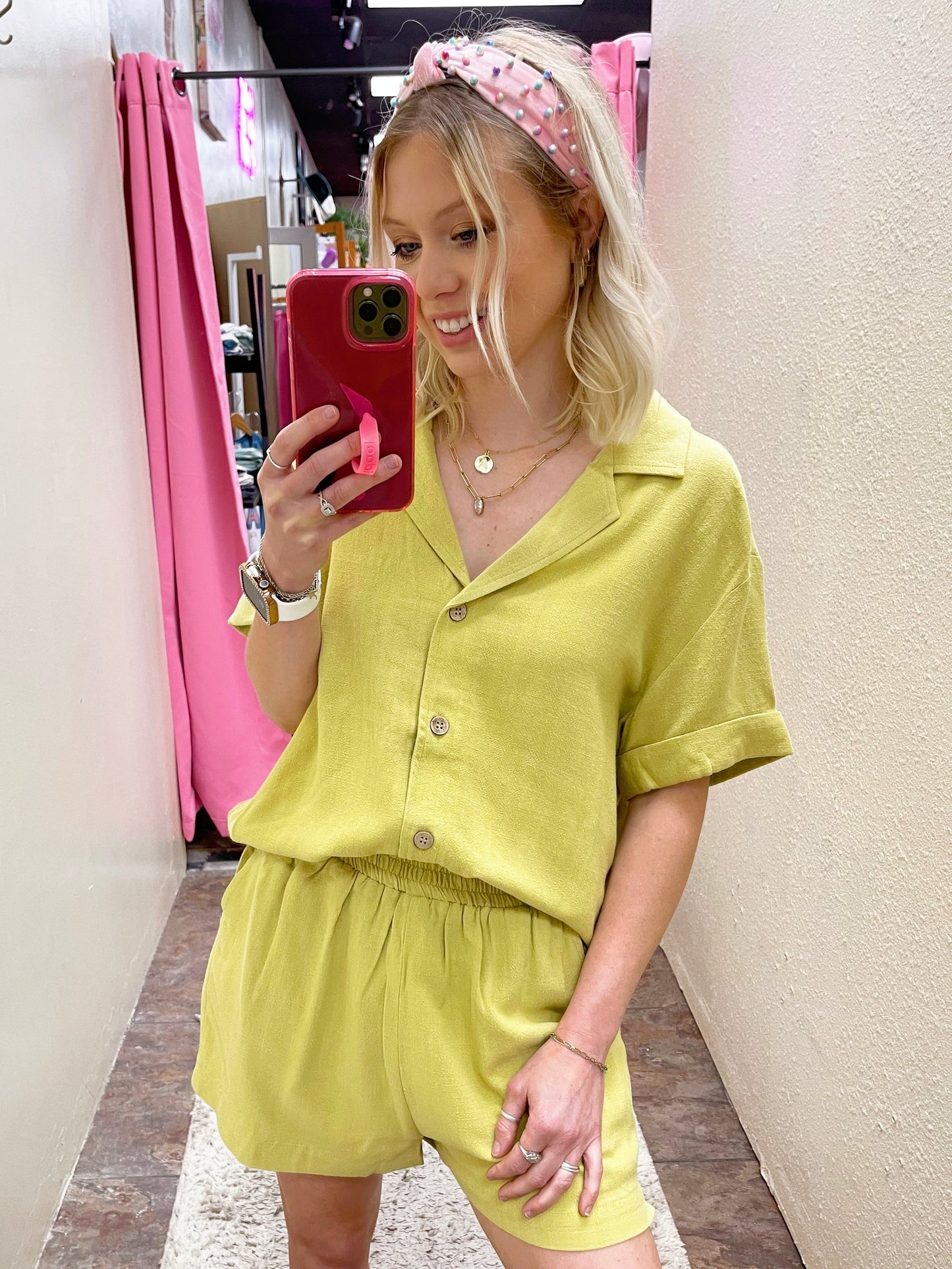 Lime Pocket Shorts