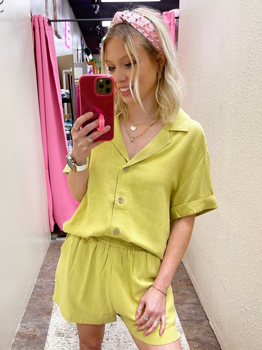 Lime Pocket Shorts