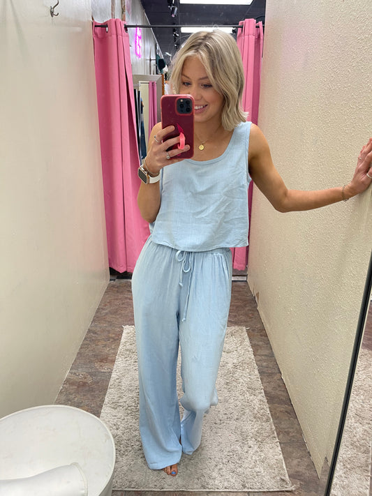 Sky Linen Tank Top