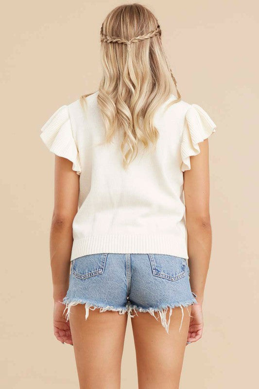 Ivory Knit Ruffle Top