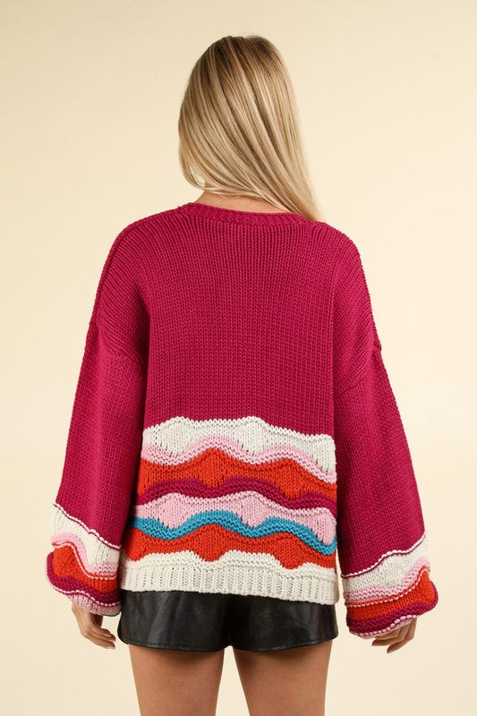 Magenta Graphic Cardigan