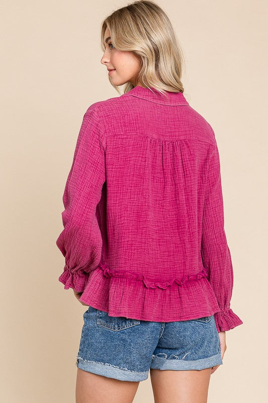 Magenta Ruffle Top