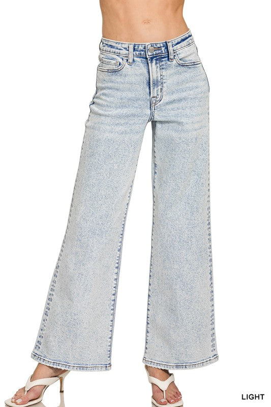 Megan Light Wash Wide Leg Jeans-Zenana