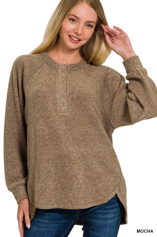 Mocha Hacci Henley Sweater