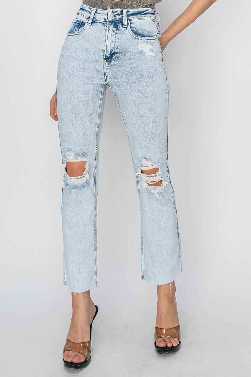 Payton Distressed Ankle Jeans- Risen